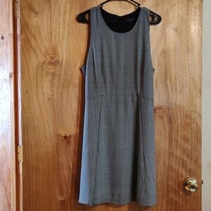 Banana Republic Factory Sleeveless Sheath Dress Black & White Print Back Zip 14